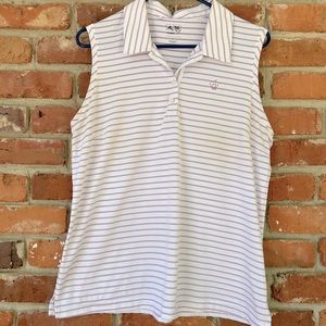 Adidas Golf Purple Striped Athletic Sleeveless Polo Shirt L